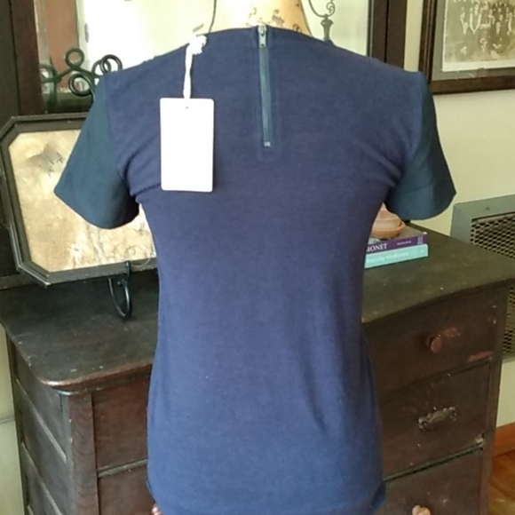 Thml Mixed Media Navy & Cream Panel Blouse NWT - Picture 8 of 11